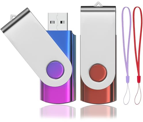 USB Stick 32GB 2 Stück, ABLAZE Farbverlauf Speicherstick Rotate Metall Bunt 32GB Memory Stick High Speed USB 2.0 Flash Drive