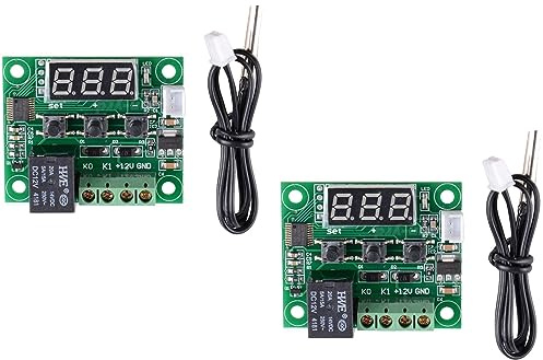 TECNOULAB 2 Stück Digitaler Thermostat W1209 Kalt-Wärme-Temperatur-Thermometer Temperaturregelung DC12V