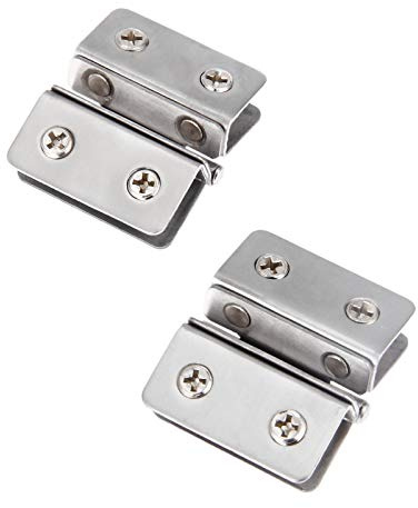 2 Pieces Glass Door Clamp Hinge,Zinc Alloy Folding Door Hinge or Cupboard Cabinet Glass Doors