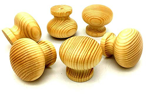 Pine KNOBS Large 47mm Deluxe Victorian Wooden Kitchen Cupboard knobs Wood Cabinet Wardrobe Door Handles (Pack of 10)
