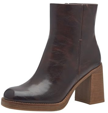 MARCO TOZZI Damen Stiefeletten mit Absatz mit Blockabsatz mit Reißverschluss, Braun (Cafe), 39 EU
