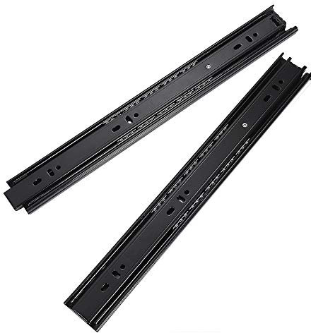 SWAYVES Küchenschrank-Schubladenführungen, 2 Stück Schubladenschienen Aus Metall Mit Kugellager, Seitliche Montage, Teleskop-Gleitschiene, Schubladen-Reparatursatz/Black/10Inches-25Cm