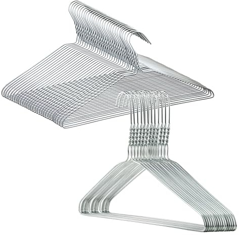 HangBros | 100-Pack of Sleek 18-Inch 14.5-Gauge Metal Hangers | Premium Quality, Space-Saving Design, Durable Steel Construction for Effortless Organization, White