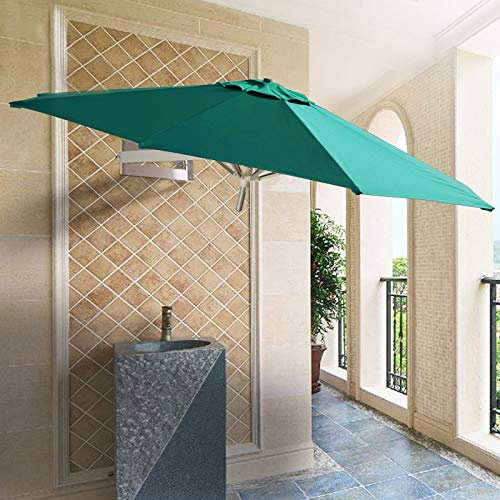 ASumPio An Der Wand Montierter Gartensonnenschirm, Lsf 50+, 2,13 M/2,44 M, Neigbarer Aluminiumschirm Für Balkon Und Terrasse, Polyesterdach, Grün (6,75 M/2,13 M)