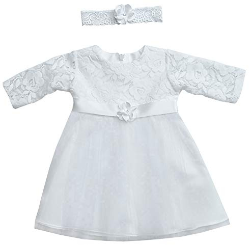 deine-Brautmode Kleid Babykleid Taufkleid Festkleid Mädchen Baby Taufe Spitze weiß, Romy 80