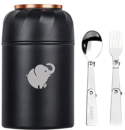 HOUSETEC Food Flask - 850ML Thermo With Foldable Fork and Spoon, Leak Proof Soup Flask for Adults, Hot Food Portable Thermo With Handle for Indoors Outdoors