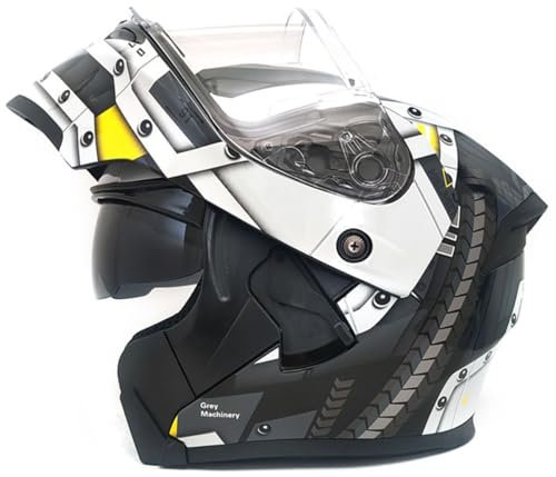 Motorradhelm Klapphelm Motorrad Integralhelm Für Damen Herren Mit Doppelvisier Modularer Motocross Helm Sturzhelm DOT/ECE Zertifiziert Flip Vollvisierhelm Für Erwachsene 10,L:59-60CM