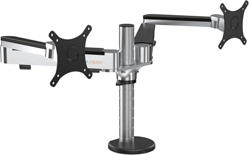 VERSADESK OmniView Dual Monitor Stand - Height Adjustable Arms for 24-27 Screens - Desk Mount with 360° Rotation - VESA Compatible - Each Arm Supports up to 15lbs | Black