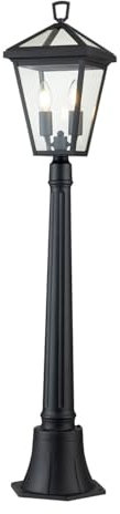 Wegeleuchte außen Schwarz Glas Aluminium 110,2 cm IP44 E14 2-flammig Vintage Design Außenlampe Garten Wegbeleuchtung Laterne