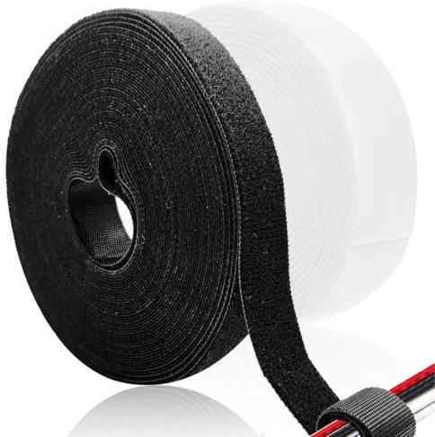 COYUN 2 Stück Klett-Kabelbinder auf Rolle, 5 Meter Länge Klettband Rolle 10 mm Breite, Frei zuschneidbar, Wiederverschließbar