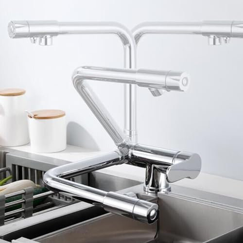 Küchenarmatur, 3-Wege-Drehgelenk, heißes und kaltes Wasser, gereinigtes Wasser, 3-in-1-Küchenarmaturen aus Messing, Chrom