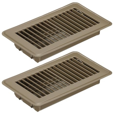 PATIKIL 8 X 4 Pulgadas Rejilla de Suelo, 2 Piezas Cubierta de Ventilación de Aire Resistente de Acero Ajustable Decorativa Rejillas de Suelo Fáciles de Ajustar, Marrón