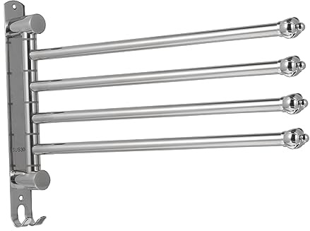 Uonlytech Handtuchhalter aus Edelstahl 304 mit Drehfunktion Bohren Frei Handtuch Drehhalter für Bad Küche mit Haken Rostfrei und Langlebig