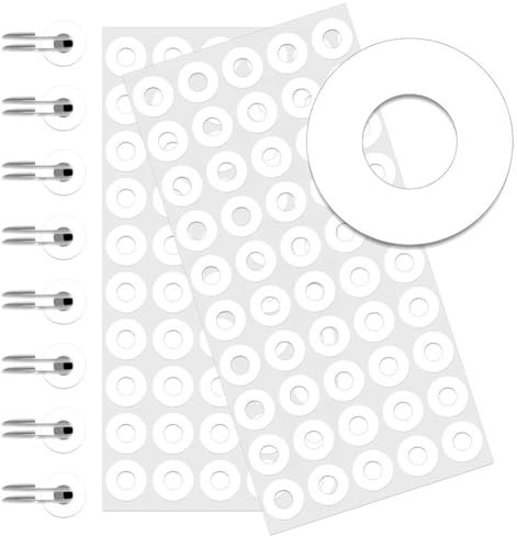 Sxmrmnx Calcomanías autoadhesivas de refuerzo de agujeros blancos, etiquetas de refuerzo de perforación de agujeros de 1/4 pulgadas de diámetro para escuela, familia, 2500 unidades