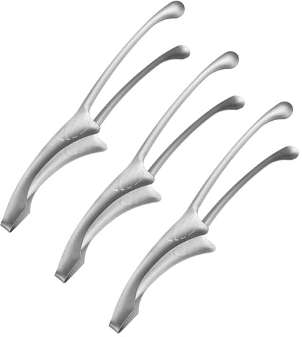 M METERXITY 3 Pcs Korean and Japanese BBQ Tongs 11.5 Inch Barbecue Tongs 430 Stainless Steel Kitchen Self-Standing Grill Non-Slip for Grill/Salad/Camping/Cooking [Silver]
