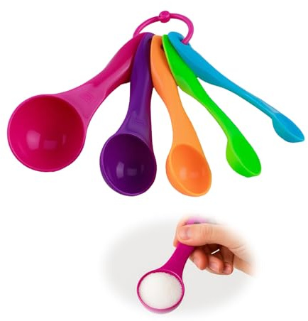 5 Stück Messlöffel Set in Bunt, Messlöffel Gramm für Flüssigkeiten & Pulver, Dosierlöffel mit Unterschiedlichen Kapazitäten, Measuring Spoons für Kochen & Backen, Praktisch & Präzise