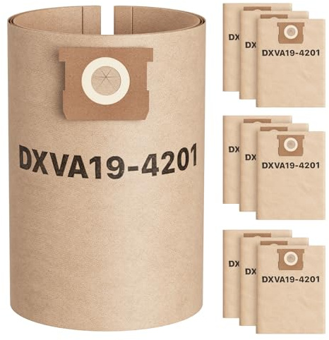 iSingo Lot de 9 sacs d'aspirateur compatibles avec les aspirateurs DeWalt DXV23PTA 23L DXV38S 38L DXV20PA 20L, DXV34P, DXW38P, DXV30S, sacs à poussière de rechange haute efficacité, 80 x 40 cm