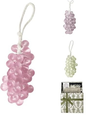 Grape Soap on a Rope,Handmade Grapes-Shaped Soaps,Handmade DIY Exquisite Home Decor for Face,Body Shower & Hands,Decorative Soap Bars,for Washing Hands and Fresh Air Men Women (1, pink)