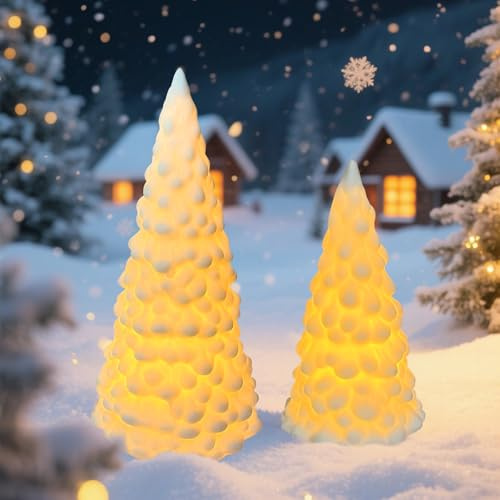 LETTERASHQP Weihnachtsdeko Keramik Tannenbaum Keramik weihnachtsdeko innen Tannenbaum Deko LED Klein Weihnachtsbaum Weiß Tannenbäume Winterdeko Geschenk