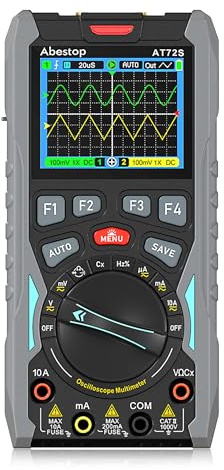 AT72S Handheld Oscilloscope Multimeter 3-in-1, 2-Channel 70MHz | True RMS Digital Multimeter with Signal Generator, Portable Tester for Fault Finding
