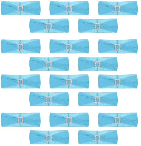 Alipis 20 Lazos elásticos para sillas con Hebilla Deslizante para Banquetes, Fiestas, Bodas, recepciones, hoteles y Eventos, Color Azul.