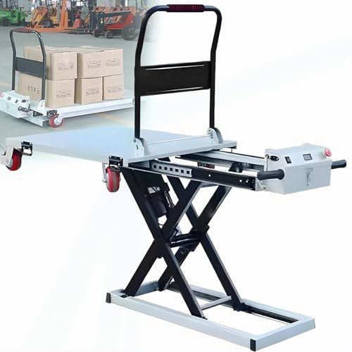 Electric Hydraulic Scissor Cart Lift Table,660 Lbs Capacity,40 Lifting Height,Scissor Lift Table Cart with 4 Wheels,Hydraulic Lifting Cart for Material Handling Transportation