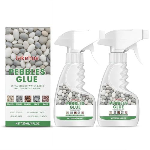 Pebble Glue – Water-Based Stone Pebble glue, Resin Gravel Binder, Ready to Use, for Water-Based Stones, Bark, Gravel on Borders, Patios & Garden ﻿ (2 Pcs)