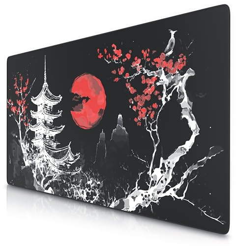 TITANWOLF - XXL Mouse Mat - Mouse Pad 1200 x 600 x 3mm –Speed Gaming Mouse Pad - Extra Large - Table Mat Large Size - improved Precision and Speed – Japan Ink Painting Black