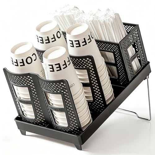 Biutimarden Plástico Soporte Tazas Cafe Organizador Organizador De Portavasos De Café Organizador de Taza de Café para La Cocina de La Oficina de La Cafetería (Negro)