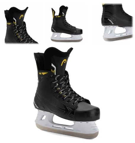 Head S90-PLUS Eishockeyschlittschuhe schwarz – für Anfänger, PVC und Polyester, rostfreie Stahlkufen, Längenverstellung, weiches Futter (Black, 42)
