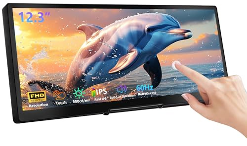 wisecoco 12,3-Zoll-Touchscreen-Zweitmonitor IPS-LCD-Display 1920 x 720 HDMI USB-C tragbarer Touchscreen für Laptop/PC, GPU-, CPU- und RAM-Überwachung, kompatibel mit AIDA64 (Drittanbieterprogramm)