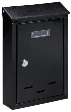 Cassetta delle lettere da parete vintage compatta serratura di sicurezza 30,5 x 21 x 7 cm in ferro nero 13_0009960