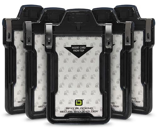 5-pack RFID-blockerande märkeshållare Classic av ID Stronghold - FIPS-godkänd märkeshållare - 100 % USA-tillverkad IDSH1004-001B svart