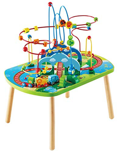 Hape Dschungelabenteuer-Spieltisch Perlenlabyrinth für Kinder mit Zubehör, Afrika-Design, kindgerechter Tisch für individuelles Spiel und Gruppenspiel