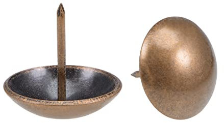 sourcing map Tapicería Clavos Tachuela 25mm Cabeza Diámetro Antiguo Redondo Pulgar Empuje Pasadores Cobre Tono para Muebles Sofá Cabeceros, 100 Piezas