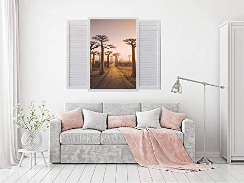 Oedim Vinilo de Pared Efecto Ventana 3D Ciudad de Madrid 115x82cm | Artículo Decorativo de Habitaciones | Pegatina para Decoración de Paredes | Adhesivo Elegante para el Hogar |