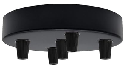 LEDSone Metall-Deckenrosette für Pendelleuchte, 5 Ausgänge, Vintage Easy Fit Round Shape Deckenrosette, schwarze Farbe