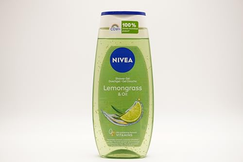 Gel de ducha Nivea con perlas de aceite de limpieza, aroma de hierba de limón, 4 botellas de 250 ml, hierba de limón y aceite