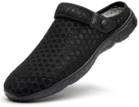 Uomo Donna Zoccoli Spiaggia Giardino Pantofole Scarpe da Mare Estate Sandali Scarpette Unisex Clogs Sabot Ciabatte, E Nero Assoluto, 44 EU