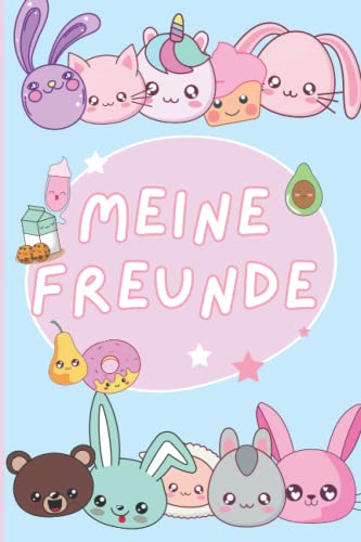 Kawaii Freundebuch für Kinder ab 5 Jahren: süßes Trend Freundschaftsbuch I Meine Kindergartenfreunde für Mädchen I pastellfarben rosa