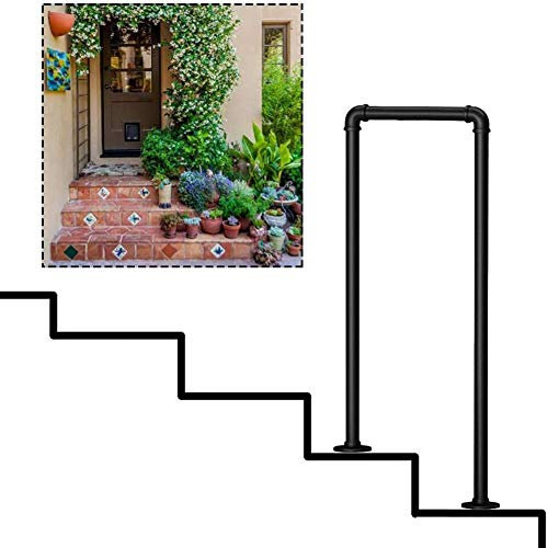 Pkfinrd Treppen Geländer Schwarz Aluminium Schritte Industrietreppengeländer Sicherheits Unterstützung Bar Schmiedeeisen Treppengeländer for Außenpatio Rasen-Garten (Color : White, Size : 75CM)