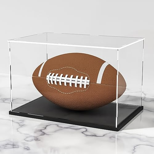 Transparente Acryl-Vitrine für Spielzeug, Sammlerstücke, zusammenbauen, Acryl-Box, staubdichter Schutz, Vitrine mit schwarzem Holz-Kunststoff-Sockel und Lampenperlen (30 x 20 x 20 cm)