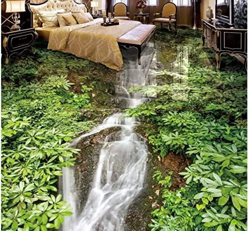 Tapeten Für Wohnzimmer 3D-Bodenwandbilder Benutzerdefinierte 3D-Boden Wasserfall Grüne Wasserdichte Tapete Für Badezimmer 3D-Boden Wandbilder Selbstklebende Tapete Boden Pvc, 400 X 280 Cm Dasserdich