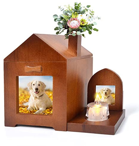 Urne funéraire pour Cendres d'animaux domestiques, boîte à Souvenirs en Bois avec bougeoir, boîte Souvenir funéraire pour Animal Domestique avec Cadre Photo