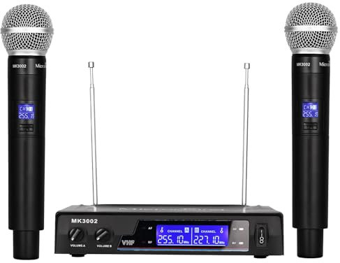 MicrocKing Drahtloses Mikrofon System Dynamische tragbare Mikrofone,150-260Ft Reichweite, 16 Stunden Dauerbetrieb, Mikrofon-Sets Ideal für Karaoke, Party, DJ, Kirche, Indoor/Outdoor Aktivitäten