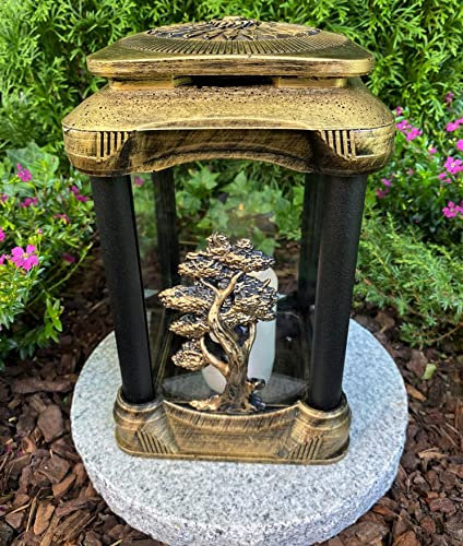 Lanterna funeraria con motivo albero, 25 cm di altezza – candela funeraria senza base