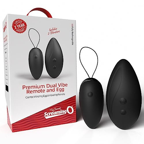 Screaming O Mini Vibrator & Egg Vibrator Set with Remote Control - Dual Vibrator for Women with 20 Vibration Modes - Waterproof Rechargeable Bullet Vibrator for Couples - Black