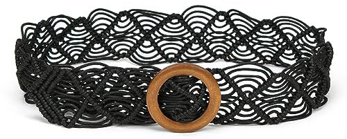 ILuvatar Damen Bohemian Style Seil Zopf Taille Gürtel U33, Schwarz, 110 cm