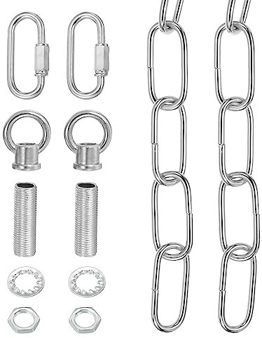 YOKIVE 1Set Lighting Chain Link, 10 Feet Metal Chandelier Chain Fixture Extension 65Lb Maximum Weight with Lock Great for Pendant Hanging Swag Light, Silver