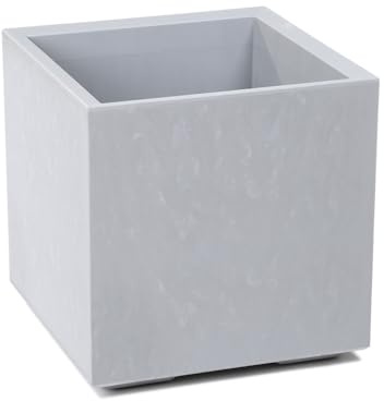 Kreher XL Pflanzkasten Karo in verschiedenen Formaten und Farben. Tolle Beton Optik in Grau oder Anthrazit! Aus robustem recyceltem Kunststoff! (36 Liter Grau)